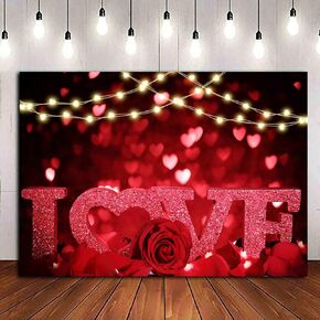 HQM ROSE BOKEH GLITTER RED LOVE HEART موضوع خلفيات صور 7 × 5 قدم الزفاف العروس دش دش الأم عيد الحب الذكرى السنوية للتصوير الفوتوغرافي خلفيات الاستوديو الزوجة.