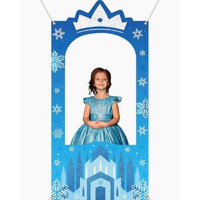 Snowflake Party Decorations Winter Snowflake Photo Booth Props Snow Castle Party Backdrop Wonderland Princess Decor Snow Theme Party Supplies for Onederland Baby Shower Girls Birthday Party Decor