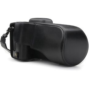 MegaGear MG1226 - Leather Camera Case with Battery Access - T7i, 800D, Kiss X9i, 77D, 9000D (18-135mm) - Black