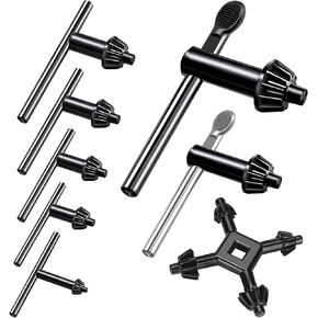 8Pcs Universal 4 in 1 Drill Chuck Key Wrench and 3/4" 5/8" 1/2" 3/8" 1/4" 5/32" T-Handle Keyless Chuck Drill Press for Electric Drill Clamping Tool