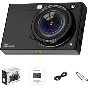4K Digital Camera for Photography, 64MP Autofocus Vlogging Camera with Beauty Retro Filter, 28X Digital Zoom, 2.83 Inch Screen, Compact Travel Video Camera, 3600mAh Battery