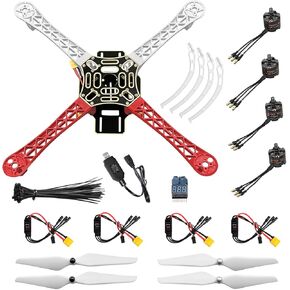 HAWK'S WORK F450 Drone Kit to build, DIY Quadcopter Set, Frame + Brushless + Motor ESC + Prop + Accessory + Guild Book & Video (Set D) (Standard)