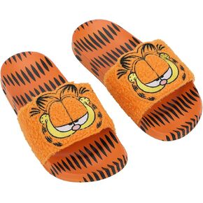 Bioworld Garfield Character Face Men's Orange & Black Slide Sandals
