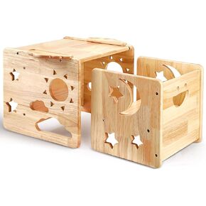 Montessori Weaning Table and Chair Set, Handmade Solid Wood Design Toddler Table and Chair Set, 1-3 Year Old Kids Montessori Furniture for Read, Play, Arts, Crafts.