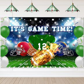 Avezano Football Party Decorations إنها لعبة الوقت لافتة لزخارف كرة القدم الأمريكية لالتقاطات عيد ميلاد كرة القدم موضوعات رياضة خلفية ديكور اللوازم 70.8 × 43.3 بوصة