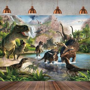 7x5ft Dinosaur Photo Backdrop, Dinosaur Park Theme Backdrop, Dinosaur Photography Background for Boy Girl Birthday Party Banner Newborn Baby Shower Decoration Photo Booth Prop ZW-024