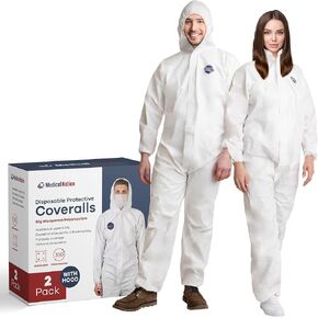 Hazmat Suits Disposable | 8 Size Options | With Hood - Heavy Duty Disposable & Breathable Coverall, PPE Suit