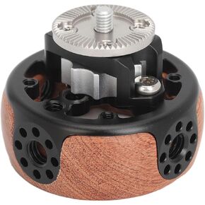 Camera Wheel Shaped Side Handle, Ergonomic Wooden Handgrip Extension Connector for SLR Camera Mirrorless Camera Cage