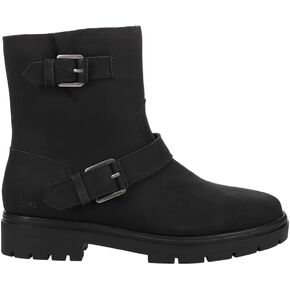 TOMS Womens Ionie Nubuck Leather Motorcycle Casual Boots Ankle Low Heel 1-2" - Black