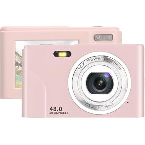 Digital Camera, 1080P 48MP Compact Point and Shoot Camera, Kids Cameras for Photography, 16X Digital Zoom, 2.4 Inch IPS Display, for Students Teens Adults Girls Boys (Fairy)