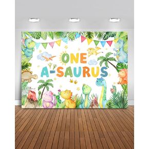 Mocsicka One A Saurus Backdrop Backdrop Dinosaur 1st Decortions Decorations Supplies for Boys First Birthdy Profography Bandner (Green ، 7x5ft (82 "x60"))
