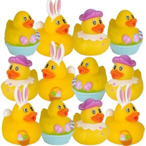 ArtCreativity 2.5 Inch Easter Rubber Ducks for Kids – Pack of 12 Mini Easter Ducks, Fun Egg Hunt Surprise Toys, Easter Party Favors, Jeep Ducks, and Easter-Themed Bath Toys for Toddlers & Kids