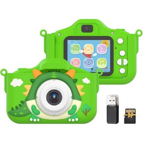 Andoer 1080P Kids Digital Camera Cute Digital Video Camera for Kids Dual Lens 2.0 Inch IPS Screen 48M Photo Games with Neck Strap 32GB TF Card USB Card Reader Birthday for Boys Girls