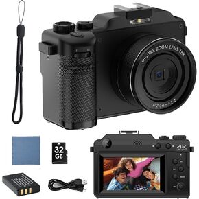 الكاميرا الرقمية للتصوير الفوتوغرافي والفيديو ، كاميرا Vlogging 44 ميجابكسل مع بطاقة SD ، كاميرا مضغوطة مع فلاش ، 18x كاميرا السفر الرقمية Zoom in Kuwait
