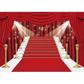 INRUI Red Curtain Stage Photography Background Red Carpet Film Red Curtain Stars Celebrity Party Banner Backdrop (7x5FT)