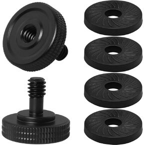 2PCS Male and Female Double Head Threaded Camera Screws with Rubber Washers Adapter Screws 1/4 Thumb Screw Camera Quick Release Adapter for Camera Flash L Bracket Black