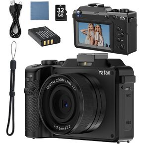 Digital Camera, 1080P Video Camera for Photography and YouTube, 44mp 18x Digital Zoom Camera, Including 32GB SD Card