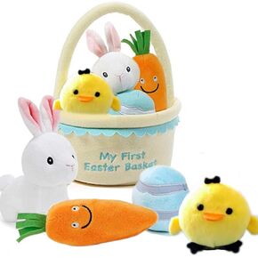 6 Pcs Easter Basket -My First Easter Basket Stuffed Plush Playset Baby's First Easter Basket Stuffed Cartoon Bunny Easter Egg Plush Basket for Kids in Saudi Arabia