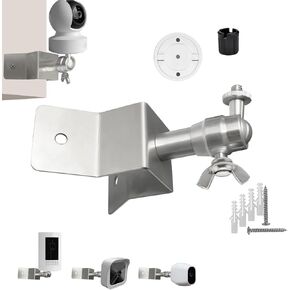 Antirust Wall Corner Mount for kasa pan tilt Camera, Solid Holder with 1/4" Thread Ball Joint and adapters for tapo and Blink Cameras,Expand Coverage to Both Sides of Wall Corner