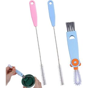 3pcs Silicone Straw Brush and Cup Lid Cleaning Brush, 3 in 1 Cup Lid Cleaning Brush Ultra Long Straw Cleaning Brush Reusable Bendable Straw Cup Lid Cleaner Multifunctional Baby Bottle Cleaning Tools
