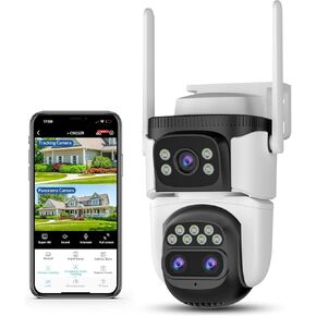 VSTARCAM Three-Lens Security Camera Outdoor,3MP PTZ Camera,Human Detection,Cameras for Home Security Outdoor,Color Night Vision,Light&Siren Alarm,Two Way Audio,Local&Cloud Storage,10x Zoom