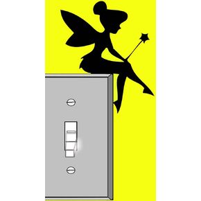 Light Switch Black Glossy Vinyl Decal Sticker - Tinkerbell Fairy - for Wall, Vehicle, Computer, Home Decor, Fun Nursery Kids Room Décor