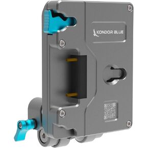KONDOR BLUE | Gold Mount Pro Battery Plate with Swiveling Rod Block | ARRI-Style Anti-Twist mounts, M4 mounts & Output/Input Capability | Space Gray