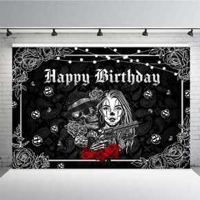 MEHOFOND 7x5ft Cholo Happy Birthday Backdrop Rose Flower Cholo Theme Photography Background Early 2000s Party for Teens Children Adult Portrait Photobooth Cake Table Banner
