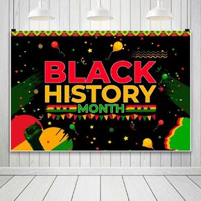 10x8ft Black History Month Backdrop African American Headshot Balloon Black Cultural History Background for Holiday Party Juneteenth Art Poster Banner Decoration