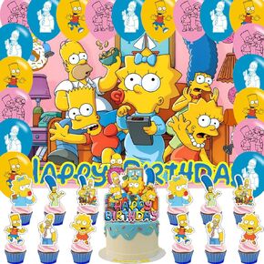 Simpsonss Birthday Backdrop,Cartoon Family Poster for Cartoon Family Theme Party Decorations Cartoon Birthday Supplies Background Studio Shoot Photo Props