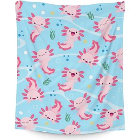 Axolotl Blanket for Girls - 40" X 50" Inches Cute Axolotl Plush Blanket for Teens - Blue Lightweight Warm Blankets for Sofa, Bed & Crib