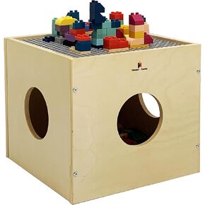 Damoch Family™ Wisdom Kids Play Cube and Activity Table, Storage Toy Box with Building Blocks and Base Plate, Kids Night Table and Cat House