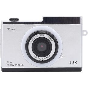 Retro Compact Digital Camera 48M 1080P 8X Zoom with MP3 Playback Filters Frames IPS Screen for Photography Enthusiasts (Silver)