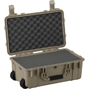 Condition 1 22" Large Rolling Lockable Hard Storage Case with Foam, Model 300, Waterproof Protective Box for Camera, Tactical, Scientific Gear, Made in USA, 21.84"x13.82"x9" Tan