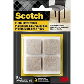 Scotch Felt Pads 32 PCS Beige, Felt Furniture Pads for Protecting Hardwood Floors, 1 x 1 in. Square, Easy-to-Apply, Self-Stick Design, Reliable Protection from Nicks, dents and Scratches (SP802-NA)
