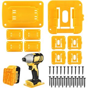 L Holders Battery Holders Mount for Tool Organizer 20v Battery Drill Tool Yellow 10pcs Tool Holders and 10 Pcs Battery Holders