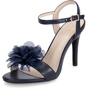Perphy Flower Heels Open Toe Ankle Strap Stiletto Heel Sandals for Women