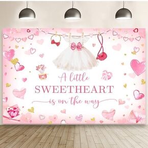 MEHOFOND 7x5ft Pink Sweetheart Baby Shower Backdrop A Little Sweetheart is on The Way Baby Shower Photography Background Pastel Valentine's Day Baby Shower Party Decoration Cake Smash Photo Props