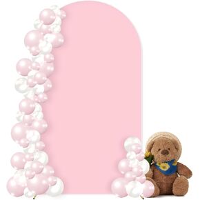 MLMC 7.2Ft White Wedding Arch Cover Spandex Fitted Backdrop Stand Fabric Stretchy Round Top Chiara Arch Stands Cover for Wedding Baby Shower Ceremony Photography Backdrop Decor 7.2x4FT
