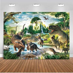 7X5FT Dinosaur Photo Backdrop Dinosaur Park Theme Photography Background Prehistoric Animals for Boy Girl Birthday Party Banner Newborn Baby Shower Decoration Photo Backdrops DH-269