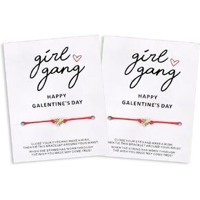 Miss Pink 1/3/5 قطعة من أساور Galentines Day Girl Gang للنساء والفتيات المراهقات، أفضل صديق هدية عيد الحب قابلة للتعديل على شكل قلب أتمنى أساور BFF هدية الصداقة للأخوات والأصدقاء وزملاء العمل Bestie