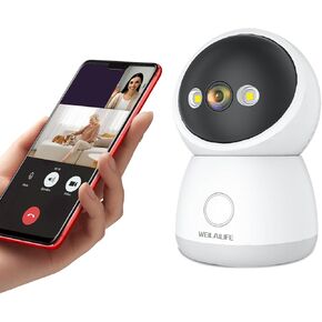 WEILAILIFE 【One-Touch Call】 Indoor Wireless Security Camera, Pan & Tilt Home Video Surveillance Cameras, Baby/Pet Dog Monitor, 2.4/5GHz Dual-Band WiFi, 360° View, Motion Detection