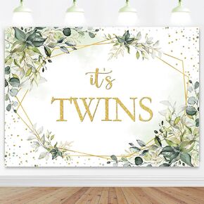Mocsicka Greenery Twins خلفية استحمام الطفل 7x5ft Eucalyptus إنه توأم ديكورات استحمام الطفل توأم حديثي الولادة الطفل الخلفية الخلفية