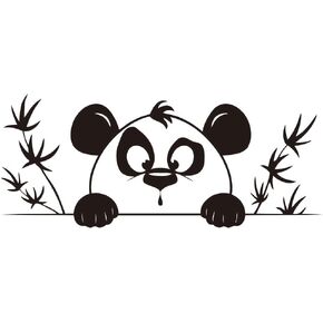 Adorable Panda and Bamboo Wall Stickers - Removable PVC Decals for Kids' and Baby's Room Decor - Bring the Cute and Cuddly Charm of Pandas and Bamboo to Your Walls effect 9"x22" (black-JZY295-Panda)