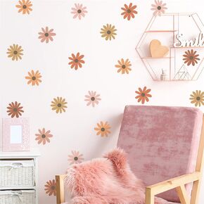 10 Sheets 60 Pcs Yellow-Brown Daisy Flowers Wall Stickers, sacinora DIY Floral Art Wall Decal Removable Vinyl Peel and Stick for Kids Baby Nursery Living Room Bedroom Closet Refrigerator Decorations