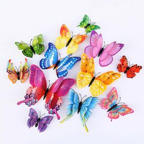 3D Butterfly Wall Decals 12Pcs Spring Summer Wall Decor Room Decor Removable Butterfly Wall Stickers Butterfly Party for Living Decoration Room Window Door Wall Decorations Supplies