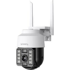 Outdoor Dome Camera: 2K HD, 65ft Night Vision, Two-Way Communication, Advanced Motion Tracking, 2.4G Wi-Fi, Ethernet Connectivity, Cloud Storage, Siren Alarm, Alexa Google Assistant Compatible