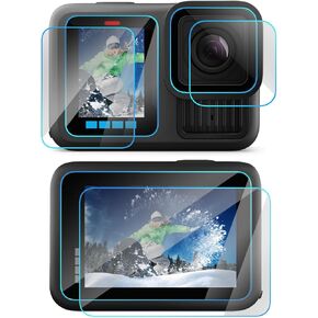 Screen Protector Compatible for GoPro HERO13, Tempered Glass Front LCD Film + Tempered Glass Lens Protector + Tempered Glass Screen Protector (6 Pack)