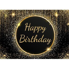 SJOLOON Birthday Backdrop Gold Photo Backdrop for Men Women Birthday Party Decoration Photoshoot 12707 (7x5FT)