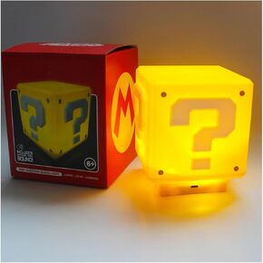 Mini Super Mario Bros.Charging Question Mark Night Light, Desktop USB Bedroom Light, Building Block Brick Table Lamp Bedside Lamp as Children's Gift (with Power Cord) 4+ Years,Yellow